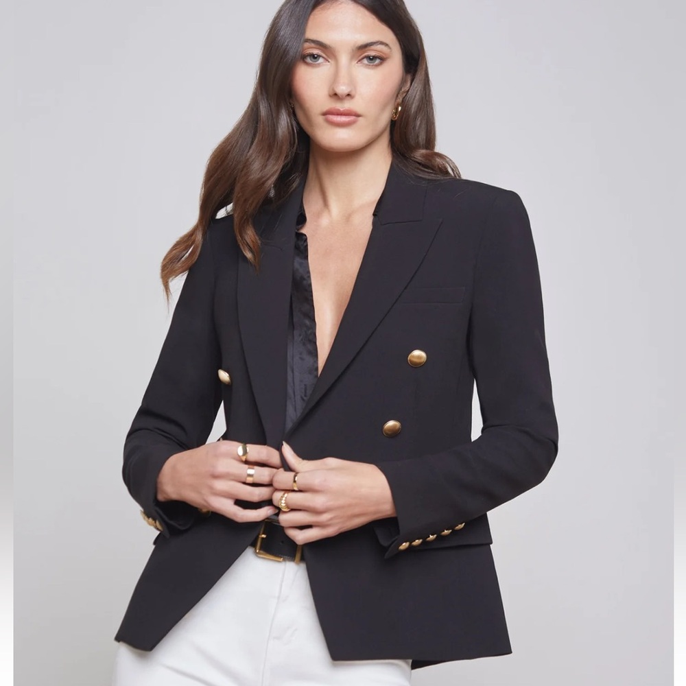 L'AGENCE Black Blazer with Gold Buttons